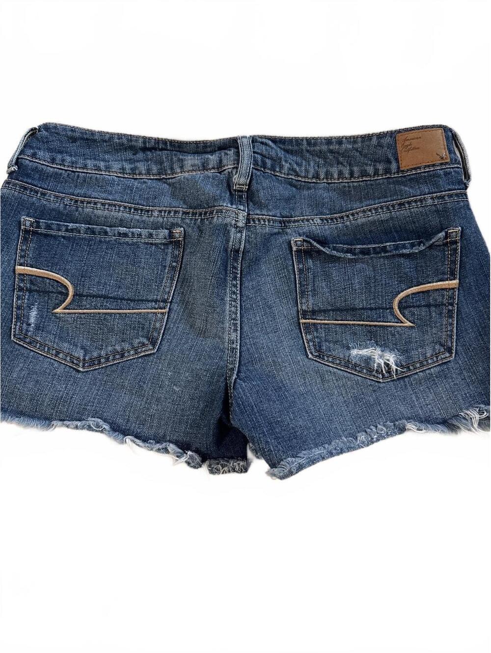 Women's Size 10 Dark Wash Denim Cutoff Shorts with Distressed Details